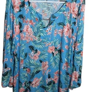 Floral Blue Women's Top